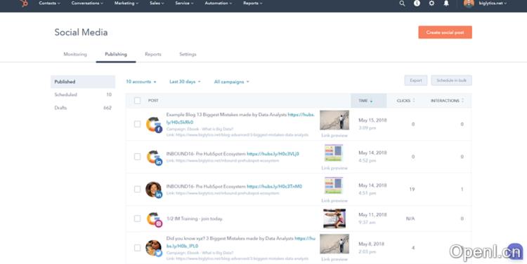 HubSpot 营销中心